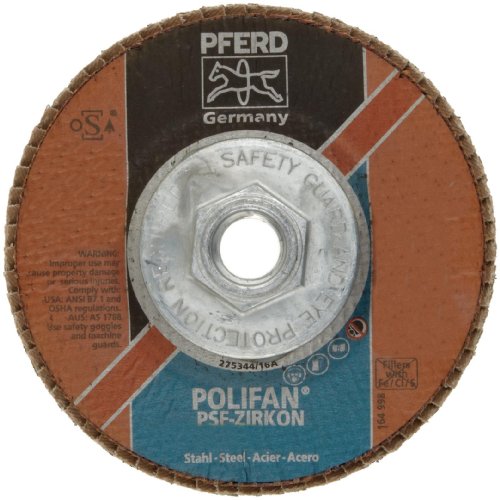 PFERD Polifan PSF Abrasive Flap Disc Type 29 Threaded Hole Phenolic Resin Backing Zirconia Alumina 4-12 Dia 40 Grit Pack of 1